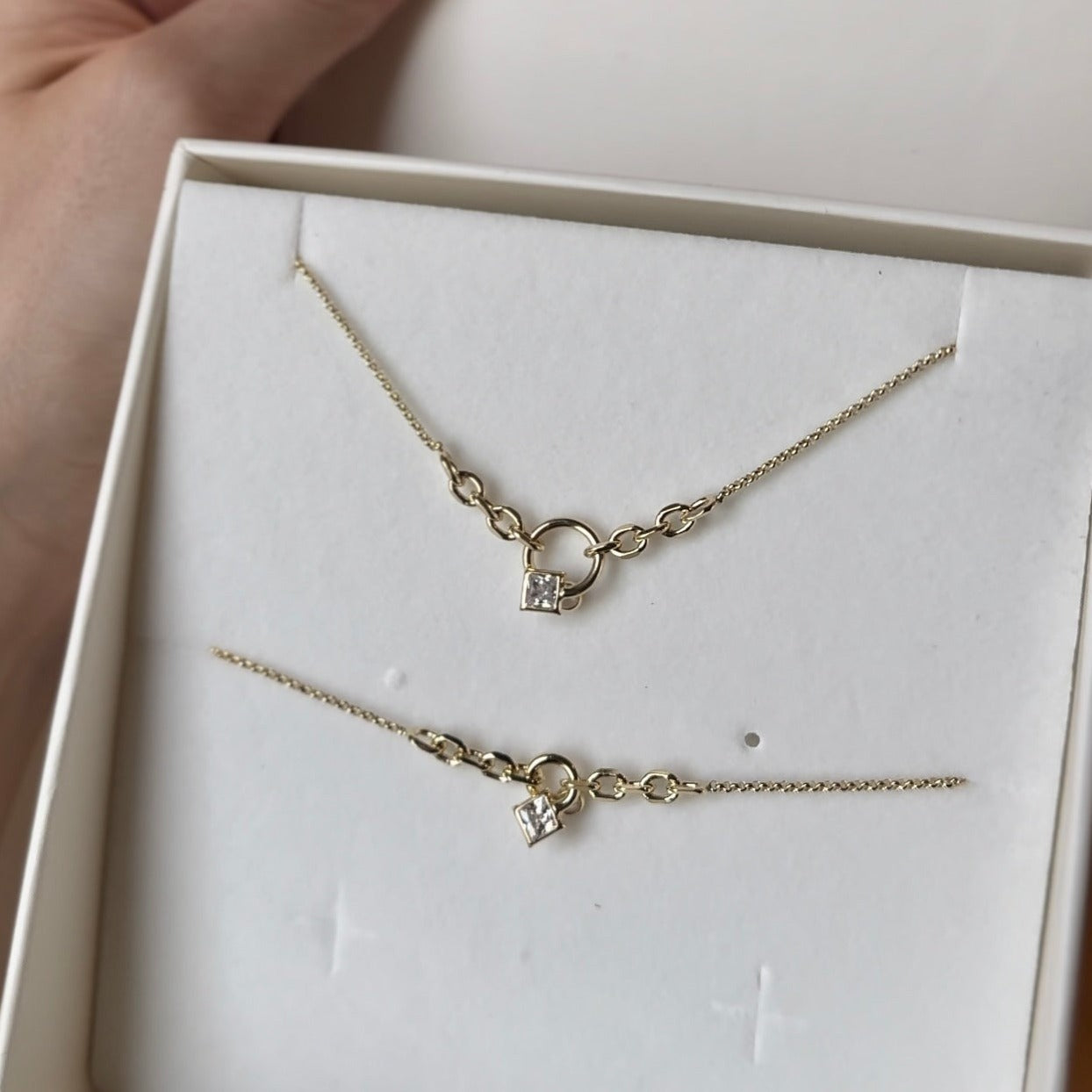Squared Crystal Pendant Bracelet