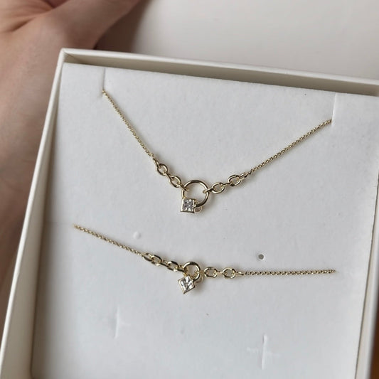 Squared Crystal Pendant Bracelet