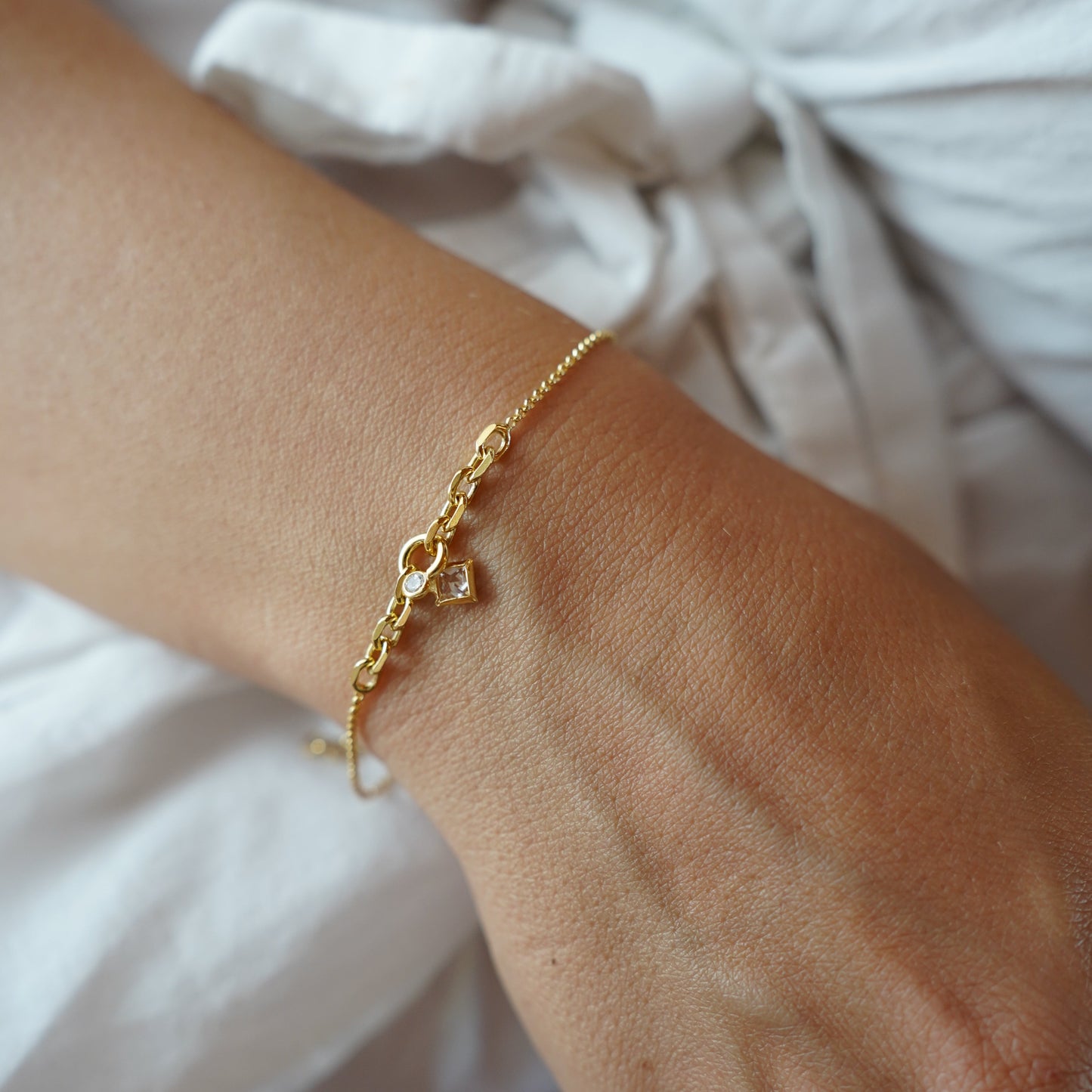 Squared Crystal Pendant Bracelet