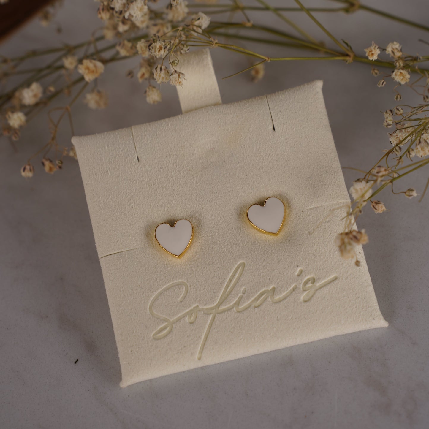 White heart earrings