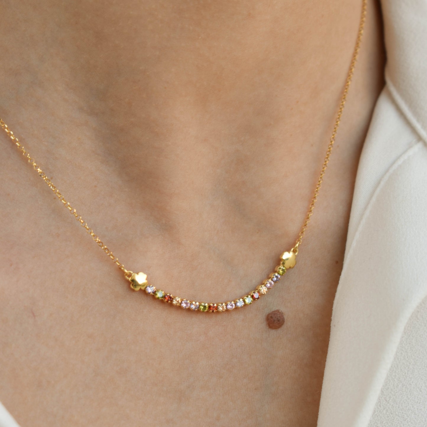Color Crystal Mini Tennis Necklace