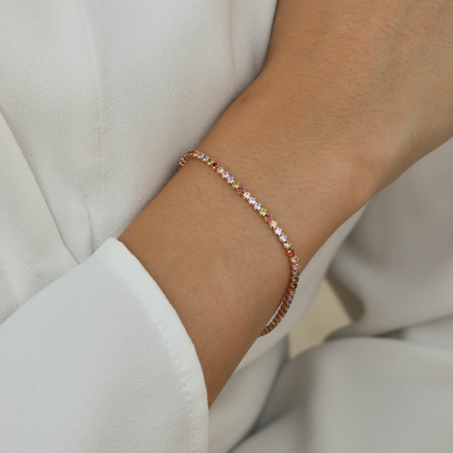 Color Crystals Tennis Bracelet