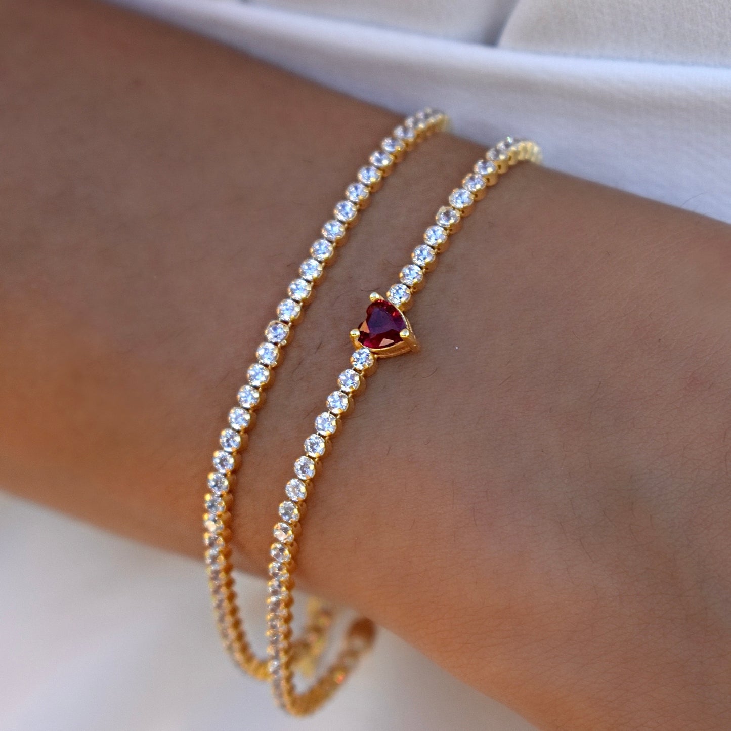 Red Heart Tennis Bracelet