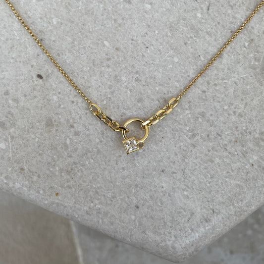 Squared Crystal Pendant Necklace